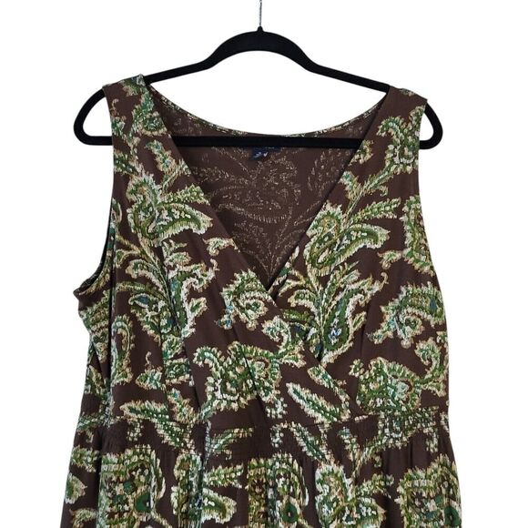 Tommy Hilfiger Floral Surplice Mini Dress Plus 1X Brown Pullover Elastic Waist - Picture 6 of 12
